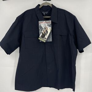 5.11 Tactical Ripstop Shirt Men's 2XL Dark Navy Short Sleeve Collared Button-Up